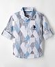 US Polo Assn 100% Cotton Woven Full Sleeves Shirt With Abstract Print - White