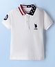 US Polo Assn Cotton Knit Half Sleeves Solid Color Polo T-Shirt - White