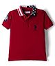 US Polo Assn Cotton Knit Half Sleeves Solid Color Polo T-Shirt - Dark Red