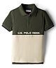 US Polo Assn Cotton Half Sleeves Polo T-Shirt With Brand Text Print - Olive Green