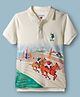 US Polo Assn Interlock Knit Half Sleeves Polo T-Shirt with Polo Print - Off White