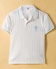 US Polo Assn Cotton Knit Half Sleeves Textured Polo T-Shirt with Brand Logo Print - White