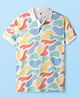 US Polo Assn Cotton Knit Half Sleeves Abstract Printed Polo T-Shirt - White
