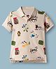 US Polo Assn Cotton Knit Half Sleeves Polo T-Shirt with Polo Sport Print - Tan