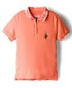 US Polo Assn Cotton Interlock Knit Half Sleeves Solid Color Polo T-Shirt - Coral