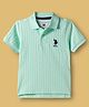 US Polo Assn Cotton Knit Half Sleeves Solid Color Textured Polo T-Shirt - Light Green