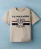 US Polo Assn Cotton Knit Half Sleeves T-Shirt with Brand Name Print - Beige