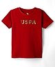 US Polo Assn Cotton Knit Half Sleeves T-Shirt With Brand Text Foil Print - Red