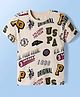 US Polo Assn Cotton Knit Half Sleeves T-Shirt with Brand Name Print - Offwhite