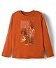 US Polo Assn Cotton Knit Full Sleeves T-Shirt with Polo Print - Dark Brown