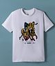 US Polo Assn Cotton Knit Half Sleeves T-Shirt with Brand Name & Logo Print - White