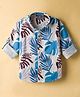 Dapper Dudes Full Sleeves Leaves Printed Shirt - Blue