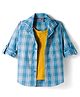 Dapper Dudes Full Sleeves Checked Shirt With Attached Tee - Blue