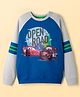 Pine Kids Disney Terry Knit Full Raglan Sleeves Sweatshirt with Cars Graphics - Blue & Grey