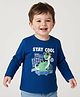 Babyhug 100% Cotton Knit  Full Sleeves T-Shirt with Stay Cool & Dino Print - Navy Blue
