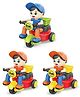 New Pinch Friction Powered Mini Tricycle Cartoon Scooter Toy with Inertia & Swing Function Stunt Scooter Toy - Cartoon Boy Riding Tricycle- Pack of 3 ( color may vary )