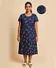 Putchi Cotton Knit Half Sleeves Paisley Printed Maternity Nighty With Front Layer Lift Nursing Access - Blue