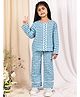 NEUDIS Cotton Blend Woven Full Sleeves Gingham Checked  Lace Detailed Coordinating Top & Trousers  Set - Sky Blue & White