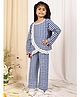 NEUDIS Cotton Blend Woven Full Sleeves Gingham Checked  Coordinating Top & Trousers  Set - Navy Blue & White