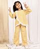 NEUDIS Cotton Blend Woven Full Sleeves Gingham Checked  Coordinating Top & Trousers  Set - Yellow & White