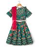 TEENTAAARE Cotton Woven Half Sleeves Choli Lehenga & Dupatta Set With Floral Print - Green