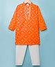 Teentaaare Cotton Woven Full Sleeves Kurta Pajama Set with Bandhani Print - Orange