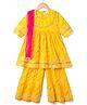 Teentaaare Cotton Woven Three Fourth Sleeves Kurti Sharar & Dupatta Set with Stripes - Yellow