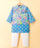 TEENTAAARE Cotton Woven Full Sleeves Kurta Pajama & Jacket Set With Floral Print - Light Blue