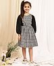 NEUDIS Cotton Blend Woven Full Sleeves Gingham Checked Dress - Black & White
