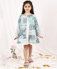 NEUDIS Cotton Blend Woven   Solid Dress With Full Sleeves Floral Printed Shrug - Turquoise