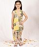 NEUDIS Cotton Blend Woven Sleeveless Floral Printed Lace  Detailed  Coordinating Kurti & Dhoti Set  - Yellow & White