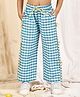 NEUDIS Cotton Blend Woven Gingham Checked Wide Legged Pants - Sky Blue & White