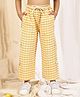 NEUDIS Cotton Blend Woven Gingham Checked Wide Legged Pants - Yellow & White