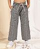 NEUDIS Cotton Blend Woven Gingham Checked Wide Legged Pants - Black And White