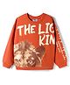 Pine Kids Disney Terry Knit Full Sleeves Drop Shoulder Full Sleeves Oversized Pullover Sweatshirt with Lion King Graphics - Brown