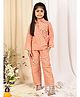 NEUDIS Cotton Blend Woven Full Sleeves Gingham Checked  Top & Pant Coordinated Set - Peach & White