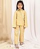 NEUDIS Cotton Blend Woven Full Sleeves Gingham Checked  Top & Pant  Coordinated Set - Yellow & White