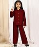 NEUDIS Corduroy Woven Full Sleeves Solid Jacket With  Coordinating Trouser Set - Maroon