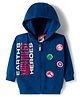Babyhug Marvel Terry Knit Drop Shoulder Full Sleeves Hooded Sweatjacket with Front and Back Avengers Graphics - Navy Blue