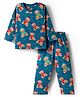 Babyhug Cotton Knit Full Sleeves Co-ord Night Suit With Teddy Bear Print - Blue