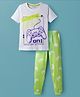 Kookie Kids Single Jersey Knit Half Sleeves Night Suit with Gaming Print - White & Light Green