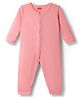 Babyhug 100% Cotton Knit Full Sleeves Solid Color Romper - Pink