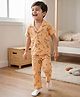 Kookie Kids Single Jersey Knit Half Sleeves Co-ords Night Suit With Dino Print - Orange