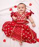 BownBee Pure Cotton Woven Half Flutter Sleeves Floral Printed Gota Lace Embellished Lehenga Choli Set - Red