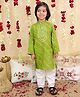 BownBee Pure Cotton Woven Full Sleeves Leheriya Deisgned Lace Detailed Kurta Pyjama Set - Green