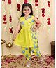 BownBee Pure Cotton Woven Sleeveless Monkeys Printed Gota Lace Embellished Dhoti Kurti Set - Yellow