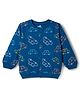 Doodle Poodle 100% Cotton Knit Full Sleeves Sweatjacket With Car Print - Navy Blue