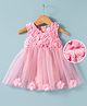 Mark & Mia Woven Sleeveless Party Onesies with Floral Applique - Pink