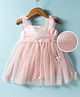 Mark & Mia Woven Sleeveless Frock Style Party Onesie With Floral Applique - Pink