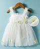 Mark & Mia Woven Sleeveless Frock Style Party Onesie With Floral Applique - White